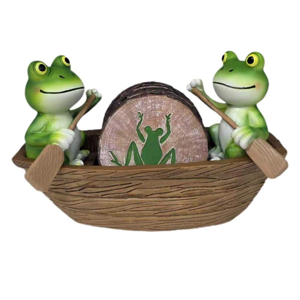Set of 6 Rustic Frog Coasters Handmade Canoe Style Absorbent Table Drink Coffee Mug Bar Decorative Green price history on PriceWatchPro