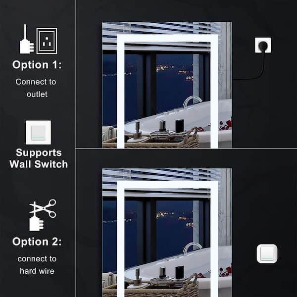 WELLFOR 24 in. W x 30 in. H Rectangular Aluminum Medicine