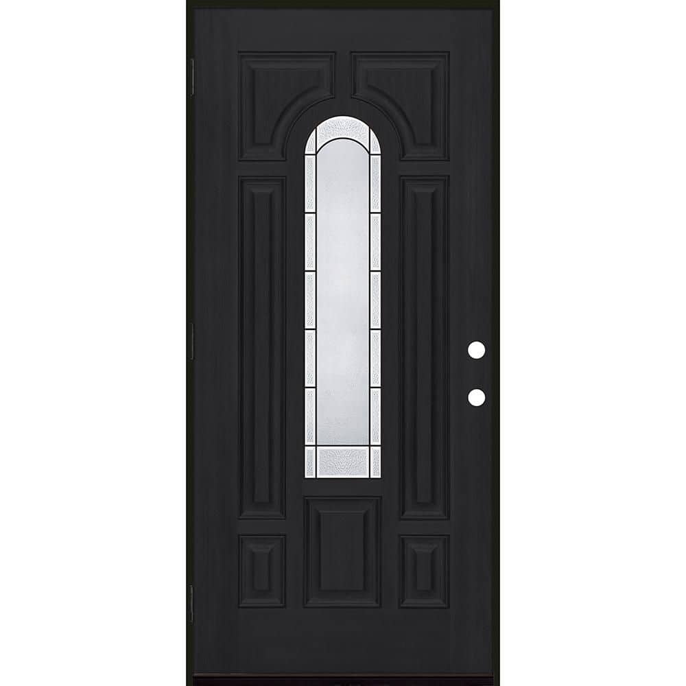 Regency 36 in. x 80 in. Center Lite Empire Deco Glass RHOS Onyx Fiberglass Prehung Front Door with 4-9/16 Jamb price history on PriceWatchPro