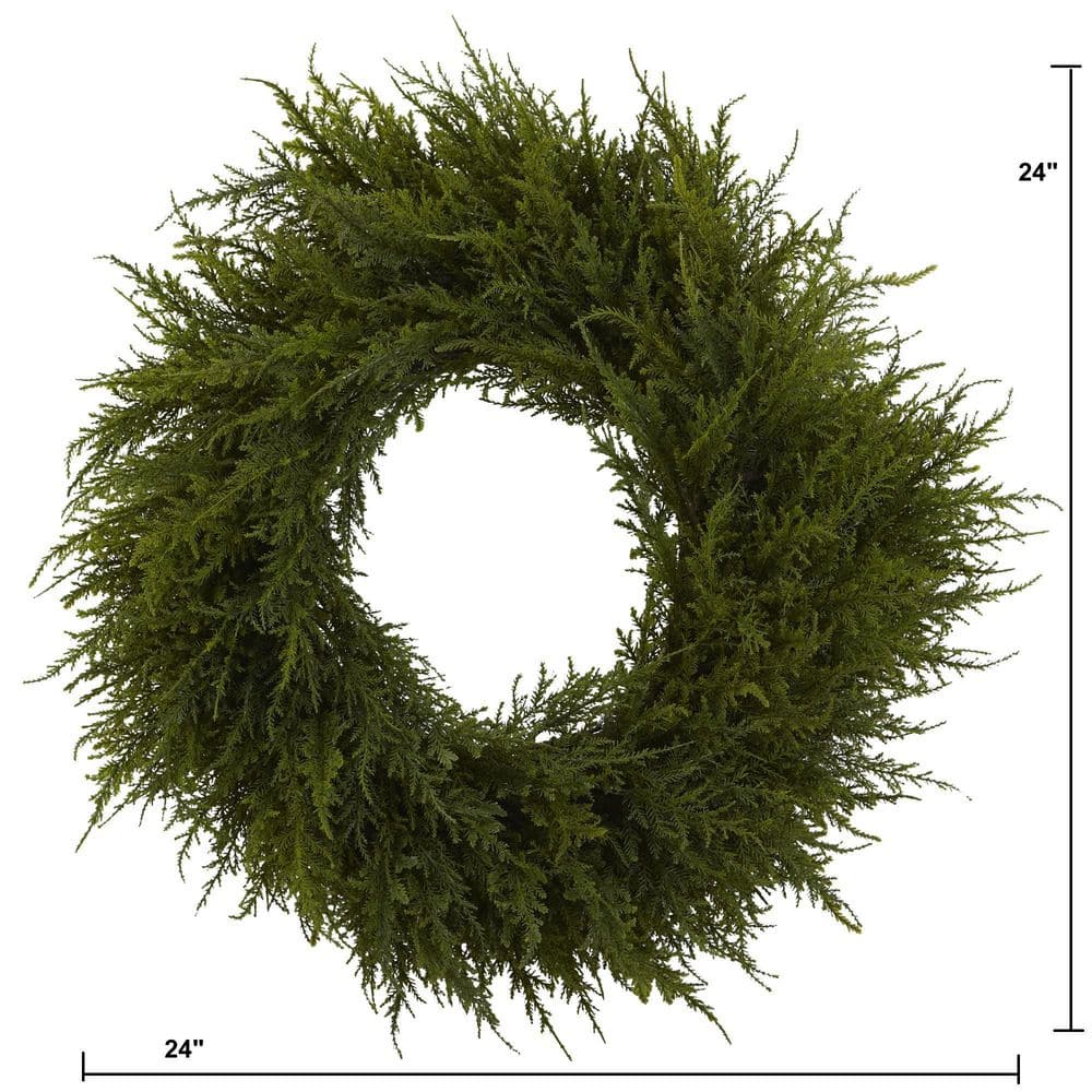 Nearly Natural 24" Green Cedar Christmas Wreath