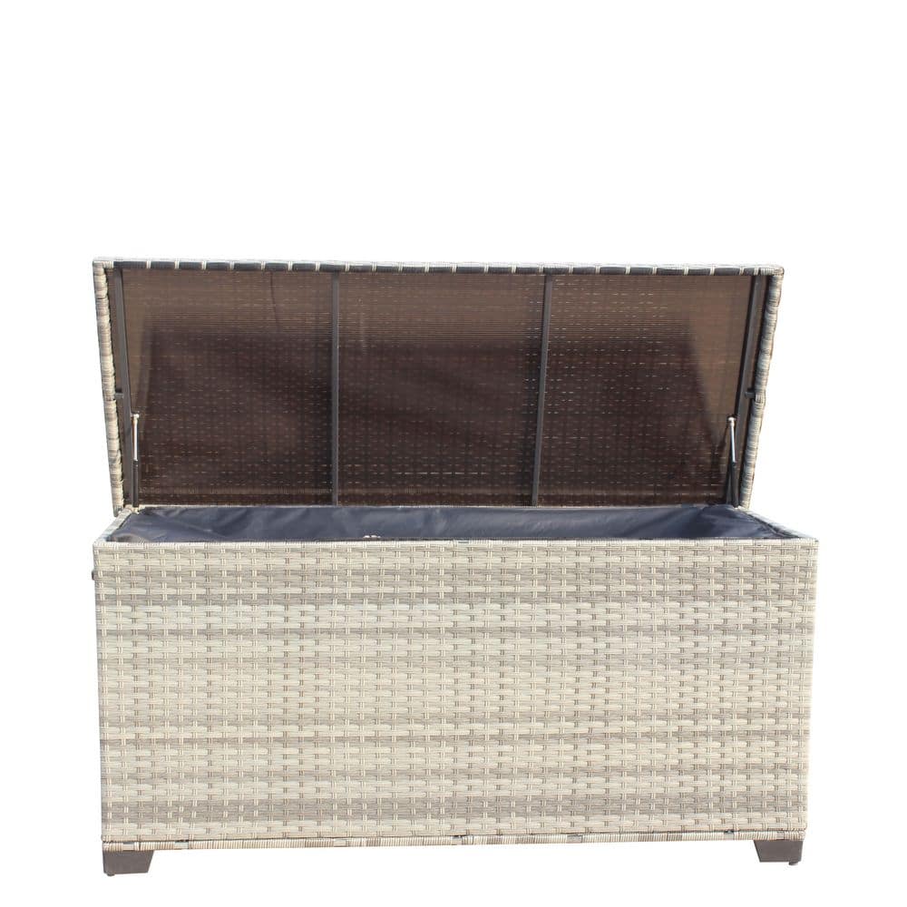 148-Gal. Large Capacity Wicker Patio Furniture Storage Deck Box-Outdoor Org