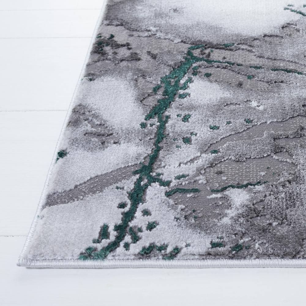 Gray and Pink Abstract Marble Runner Rug, 2'3" x 12'