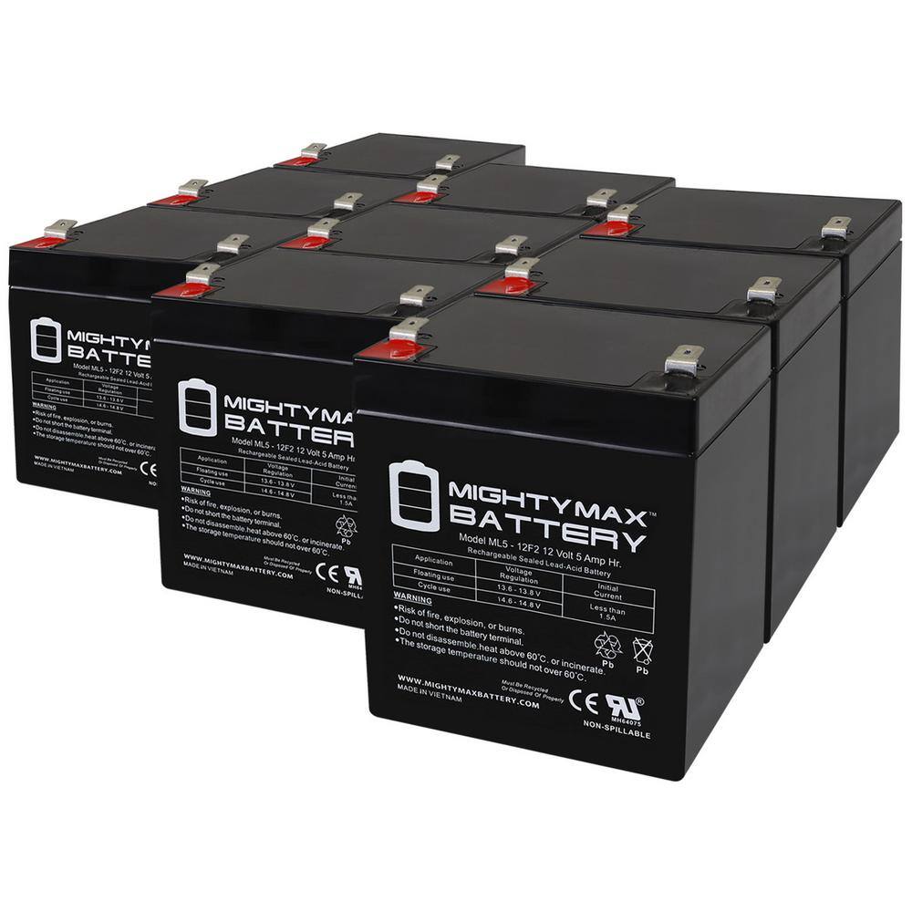 ML5-12F2 - 12-Volt 5 AH, F2 Terminal, Rechargeable SLA AGM Battery - Pack of 9 price history on PriceWatchPro
