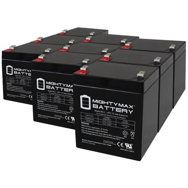 Mighty Max Battery 12v 5ah F2 Sla Replacement Battery For Mircom Fa 102t Fire Alarm 9 Pack 0619