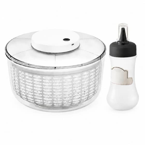 Salad Spinner, 6L Electric Vegetable Washer and Dryer with USB Charging and 350 ml Squeeze Bottle, 500 RPM
