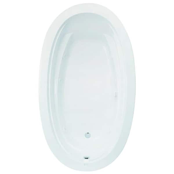 Aquatic Belmont II 72 in. Acrylic Drop in Whirlpool Reversible Drain Oval Bathtub with Heater in White