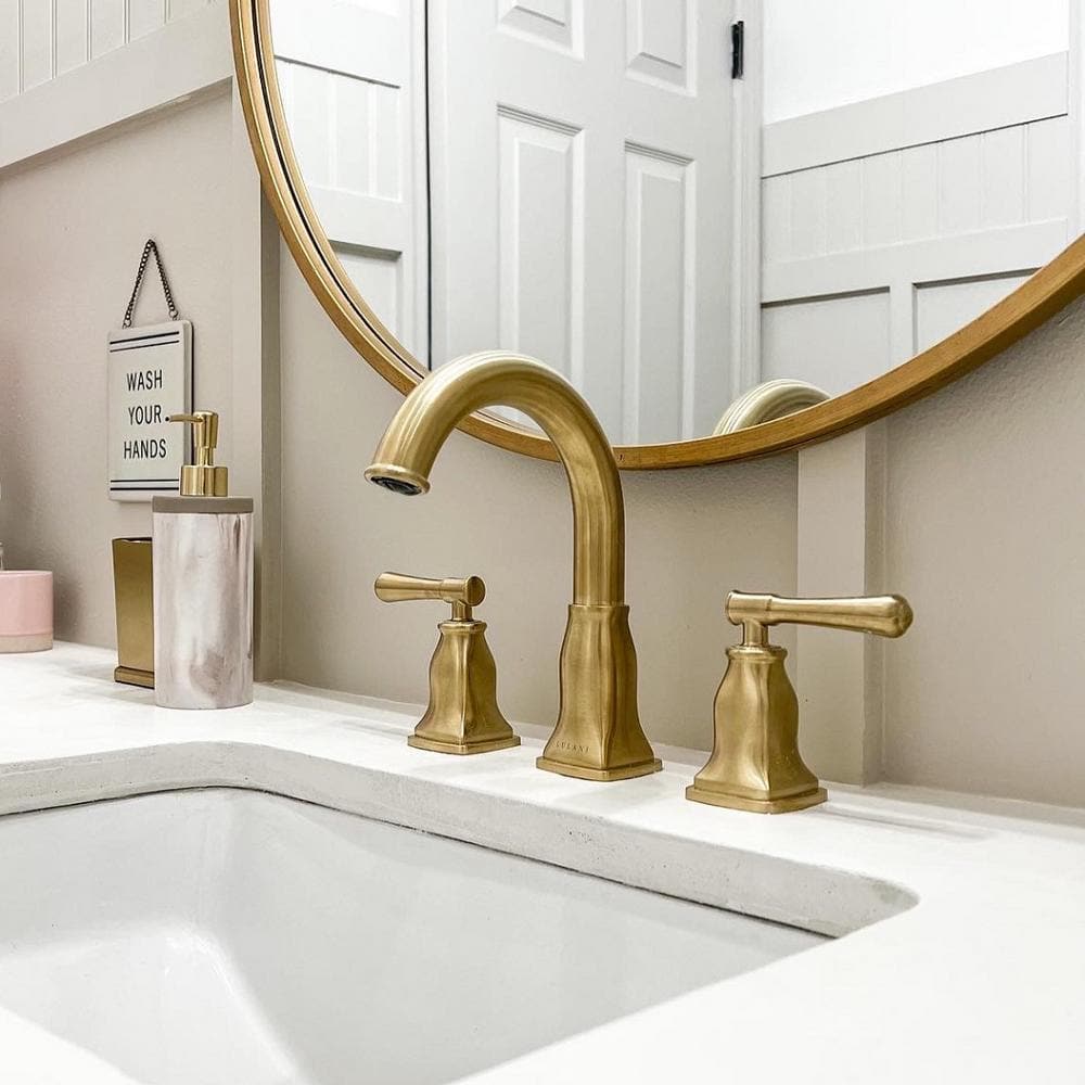 Aurora Champagne Gold Brass Widespread Bathroom Faucet