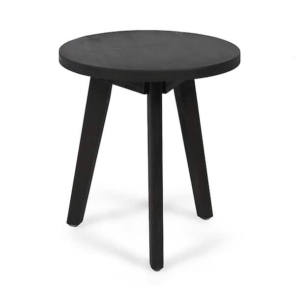 15.75'' Dark Gray Acacia Wood Round Outdoor Side Table