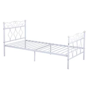 Twin Size Gold Bed Metal Platform Bed Foundation with Headboard and Footboard