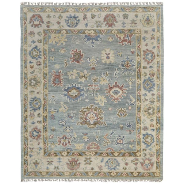 HomeRoots 8 ft. x 10 ft. Blue, Ivory, Yellow Floral Area Rug