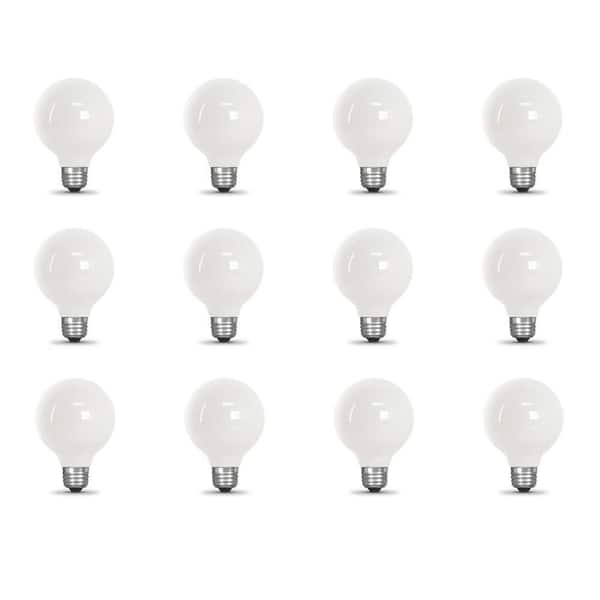 40-Watt Equivalent G25 Dimmable Filament ENERGY STAR White Glass Globe E26  LED Light Bulb, Daylight 5000K (12-Pack)