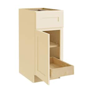 Newport Cream Painted Plywood Shaker Assembled Base Kitchen Cabinet 1 ROT Soft Close Left 15 in W x 24 in D x 34.5 in H