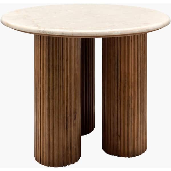 Livabliss Karina 17 in. Ivory/Brown Rectangle Wood Coffee Table