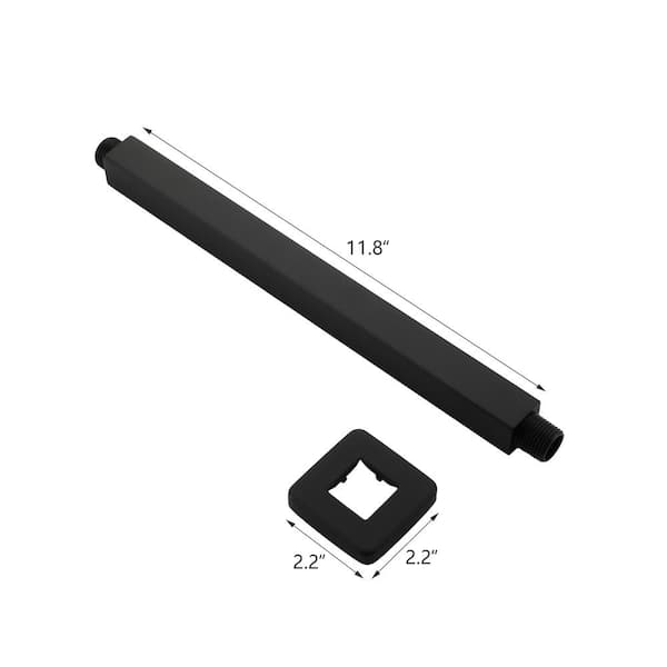 11.8 in. Stainless Steel Square Ceiling Mount Shower Arm with Flange in Matte Black