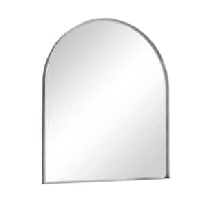 40 in. W x 30 in. H Arched Framed Decorative Wall Mounted Bathroom Vanity Mirror in Brushed Nickel, Tempered Glass