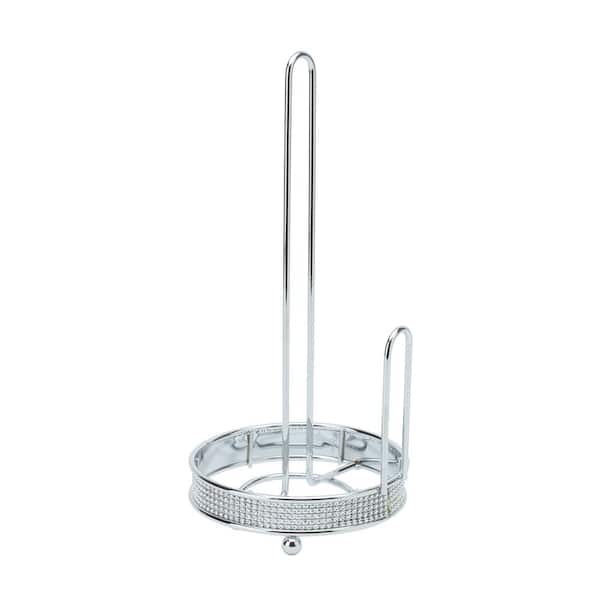 Qiuhome Crystal Paper Towel Holder Countertop Bling Silver Paper Towel  Holder Stand