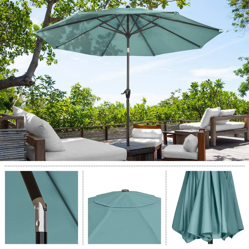 Dusty Green 10FT Steel Outdoor Patio Umbrella with Crank