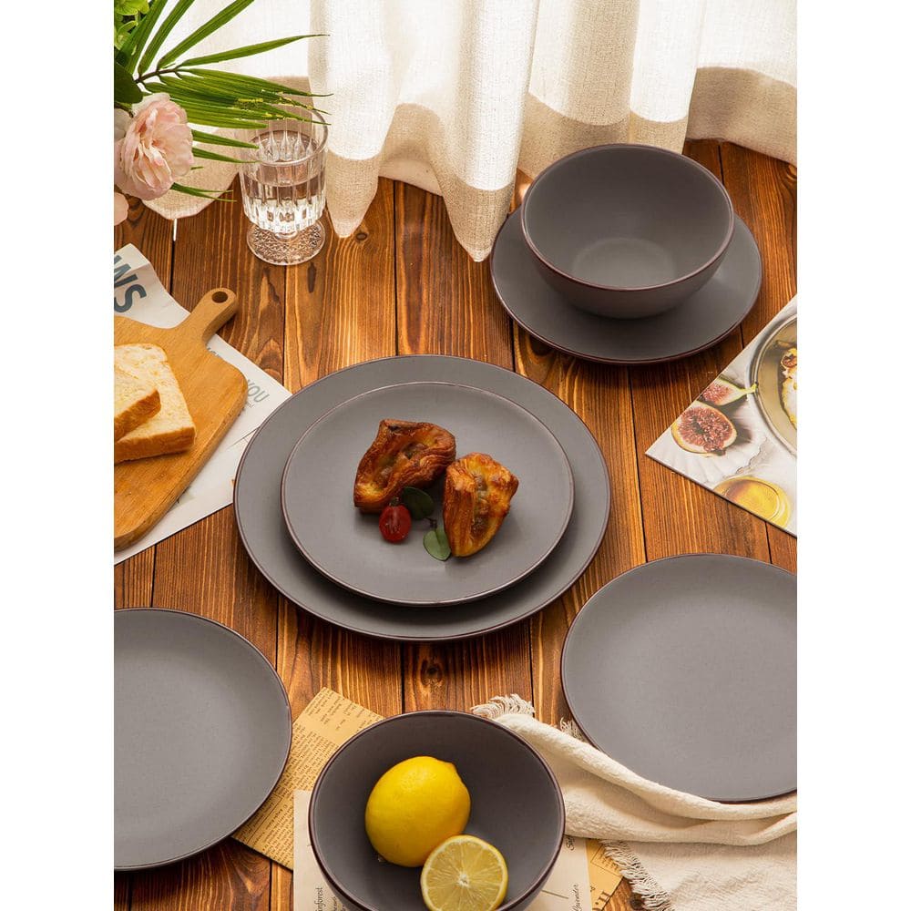 12-Piece Stoneware Speckled Dinnerware Set - Thumbnail 4