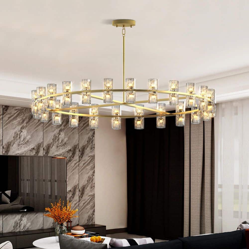 48 in. 48-Light Luxury Gold Crystal Chandelier Large Ceiling Lighting for Living Room Dining Room Bedroom Hallw price history on PriceWatchPro
