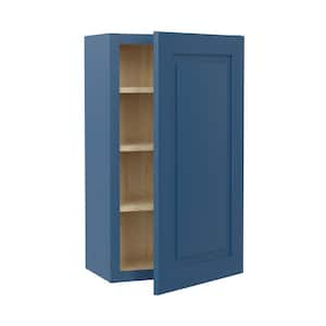 Grayson Mythic Blue Painted Plywood Shaker Assembled Wall Kitchen Cabinet Soft Close 15 in W x 12 in D x 36 in H