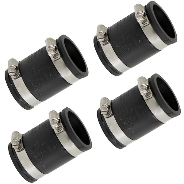 PLUMBFLEX 1-1/2 in. PVC Flexible Coupling with Stainless Steel Clamps (Pack of 4)