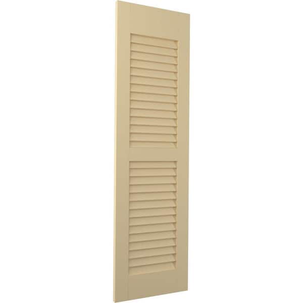 Ekena Millwork 18 in. W x 72 in. H Americraft 2-Equal Louver Exterior Real Wood Shutters Pair in Natural Twine