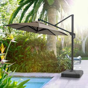 10 ft. Aluminum Round Cantilever Tilt Patio Umbrella in Tan