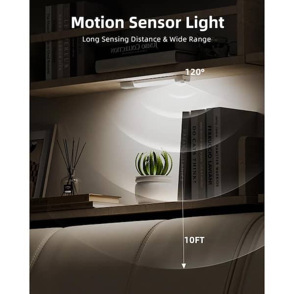 7.88 in. 3-Pack Battery Operated Wireless USB Charging White Integrated LED Linkable Under Cabinet Light, Closet Light