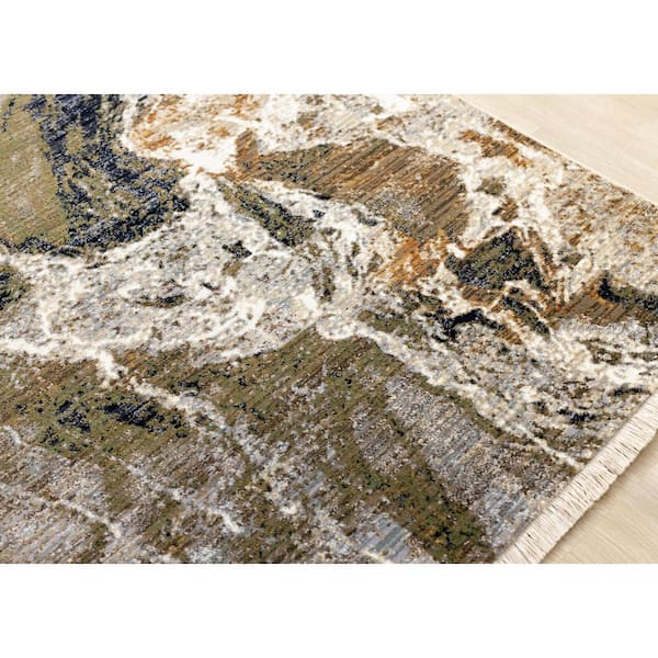 Solvyn Collections 5 ft. x 8 ft. Beige Distressed, Organic Indoor Area Rug