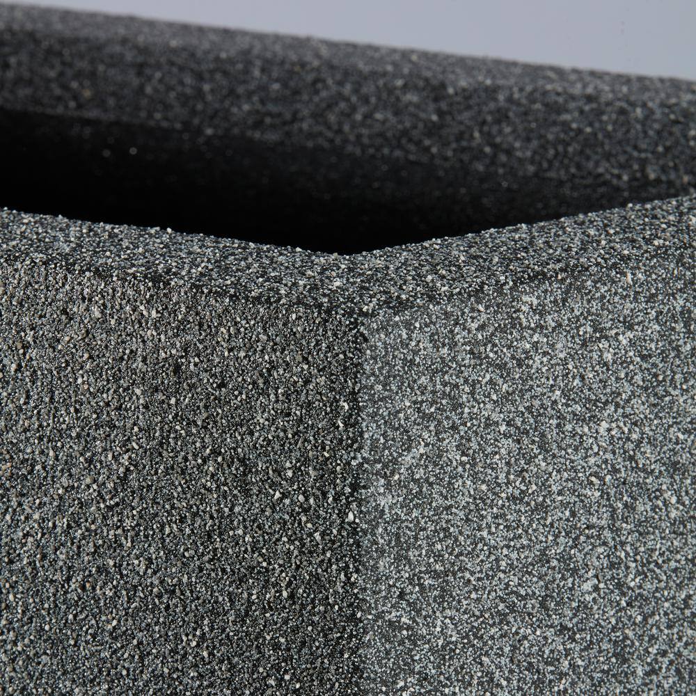 Gray Granite Tall Rectangular Modern Outdoor Planter, 18" L x 23" W x 30" H