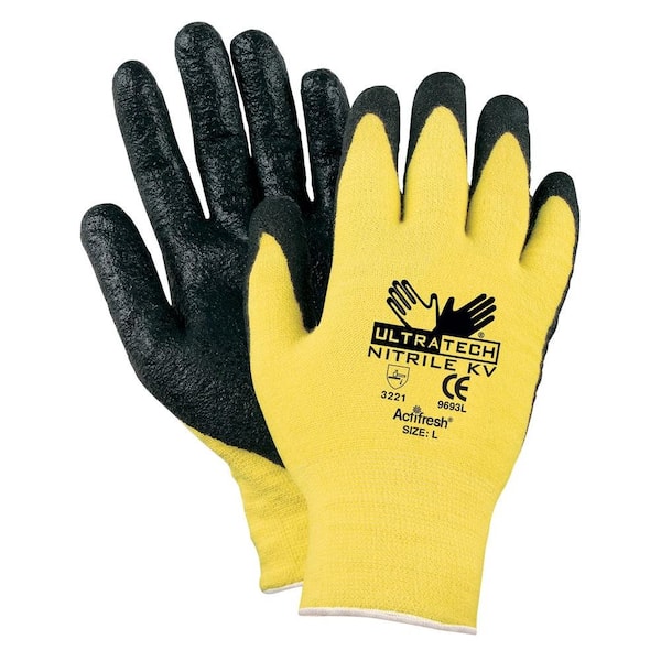 MSA Safety Works Ultra-Tech Kevlar Shell Nitrile Coated Large CPPT 2 Palm Gloves