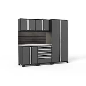Pro Series 92 in. W x 84.75 in. H x 24 in. D 18-Gauge Steel Garage Cabinet Set in Black ( 6-Piece )