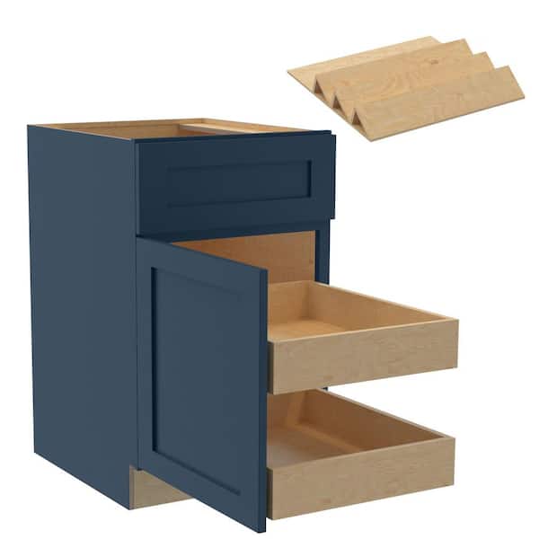Home Decorators Collection Newport 21 in. W x 24 in. D x 34.5 in. H Assembled Plywood Base Kitchen Cabinet in Mythic Blue with 2ROT Spice LH