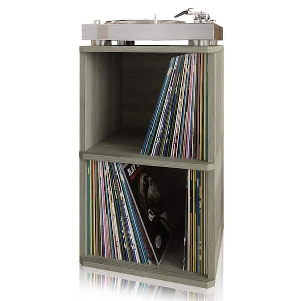 Way Basics Board Grey 2-Shelf Vinyl Record and LP Record Album Storage Shelf