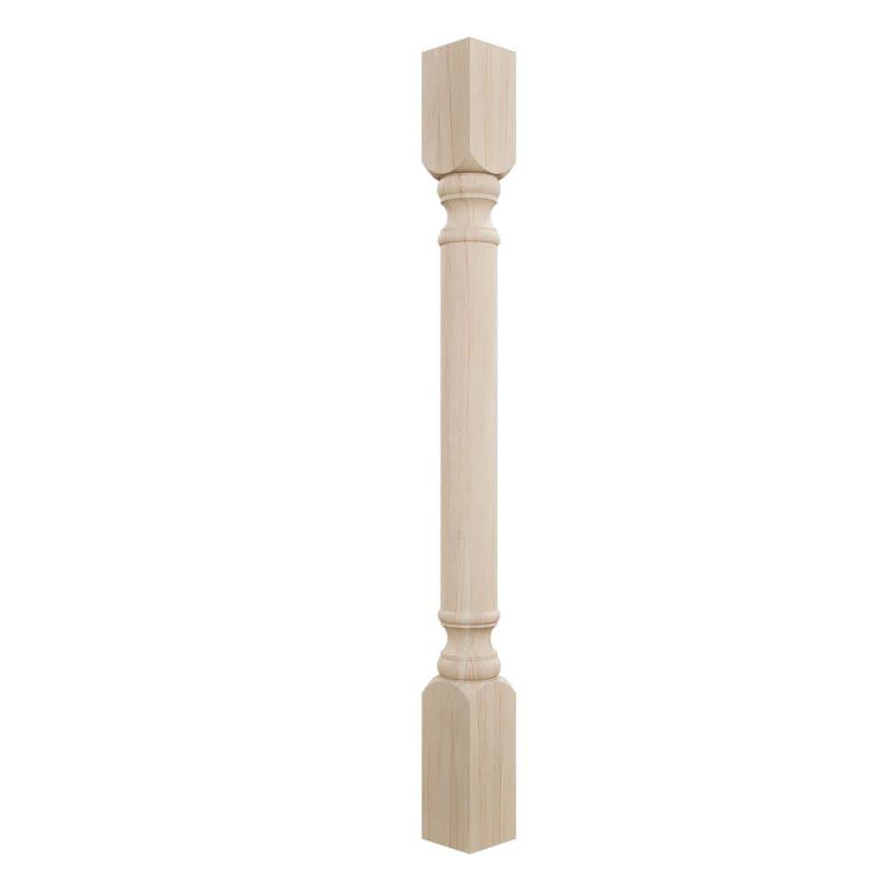 Unfinished Rubberwood Traditional Cabinet Column, 35.5" Height