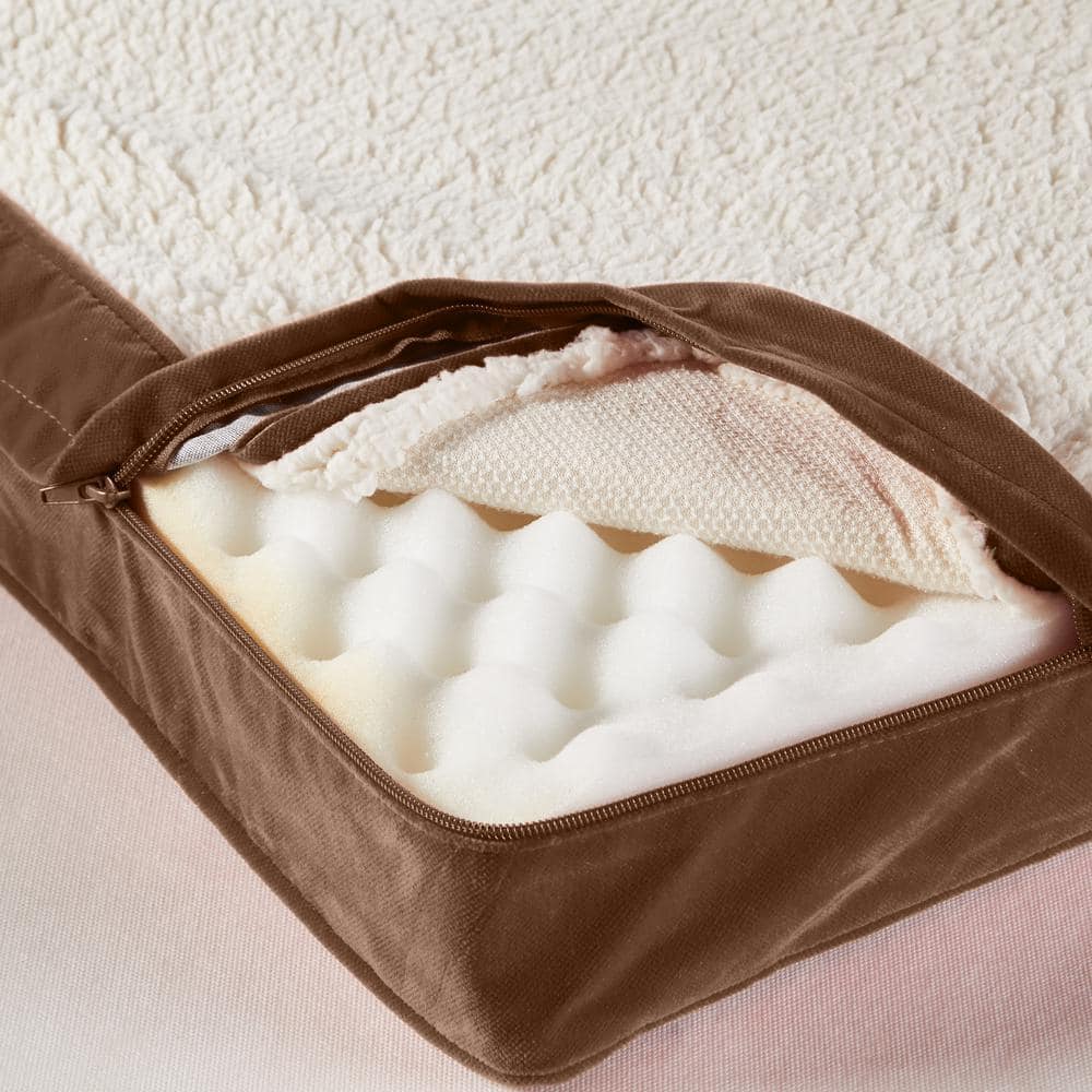 Latte X-Small Orthopedic Dog Bed with Sherpa Panel