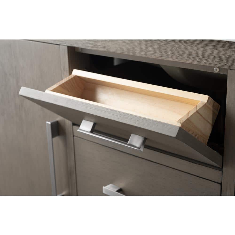 60'' Driftwood Gray MDF Single Sink Freestanding Bathroom Vanity with Engineered Marble Top