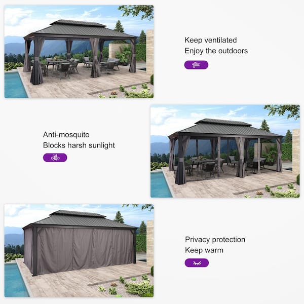 PURPLE LEAF 12 ft. x 18 ft. Gray Aluminum Frame Patio Outdoor