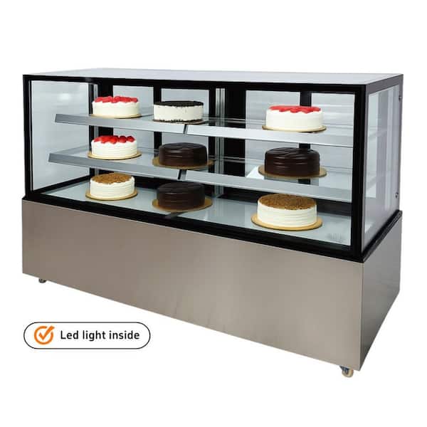 71 in. 27 cu. ft. Commercial Bakery Display Case Sliding 2-Door Glass Front Refrigerator in Stainless Steel