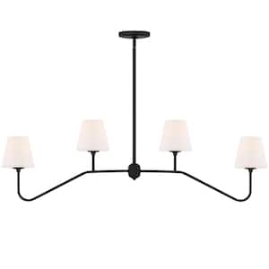 Keenan 4-Light Black Forged Chandelier with Glass Shade