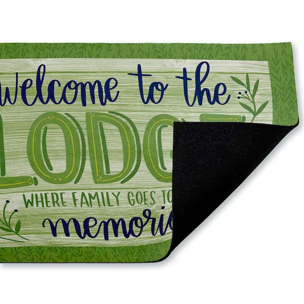 Lodge Welcome Family Memories Green 18 in. x 30 in. Polyester Non-Slip Outdoor Door Mat
