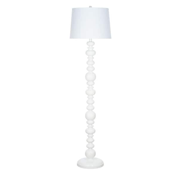 Cresswell 59 In Glossy White Farmhouse Floor Lamp And Led Bulb Bm1552 02 Glossy White Farmhouse Floor Lamp, Farmhouse Floor Lamp With Table