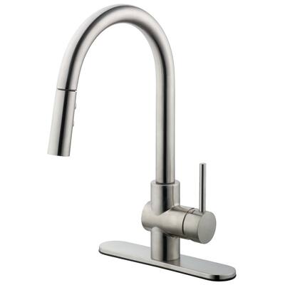 Minimalist Modern Single-Handle Pull-Down Sprayer Kitchen Faucet in Brushed Nickel