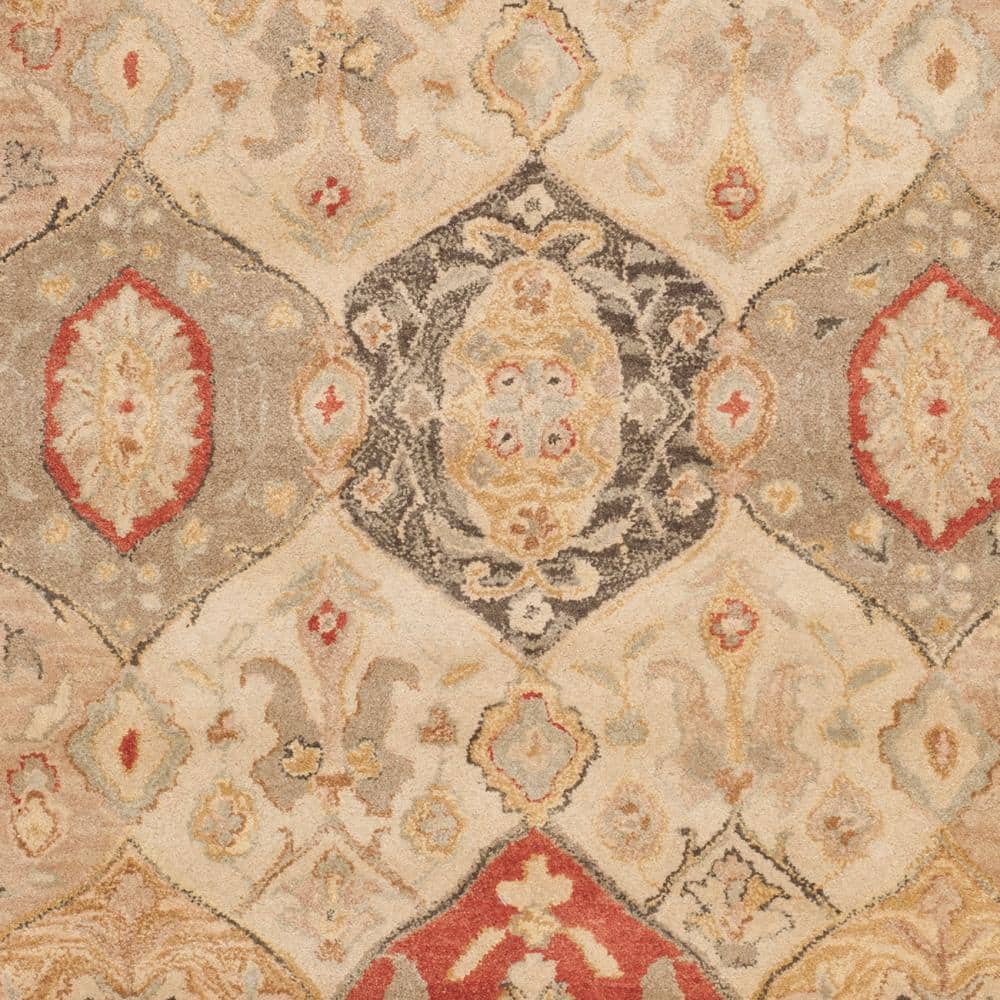 Handmade Tufted Round Red Wool Area Rug
