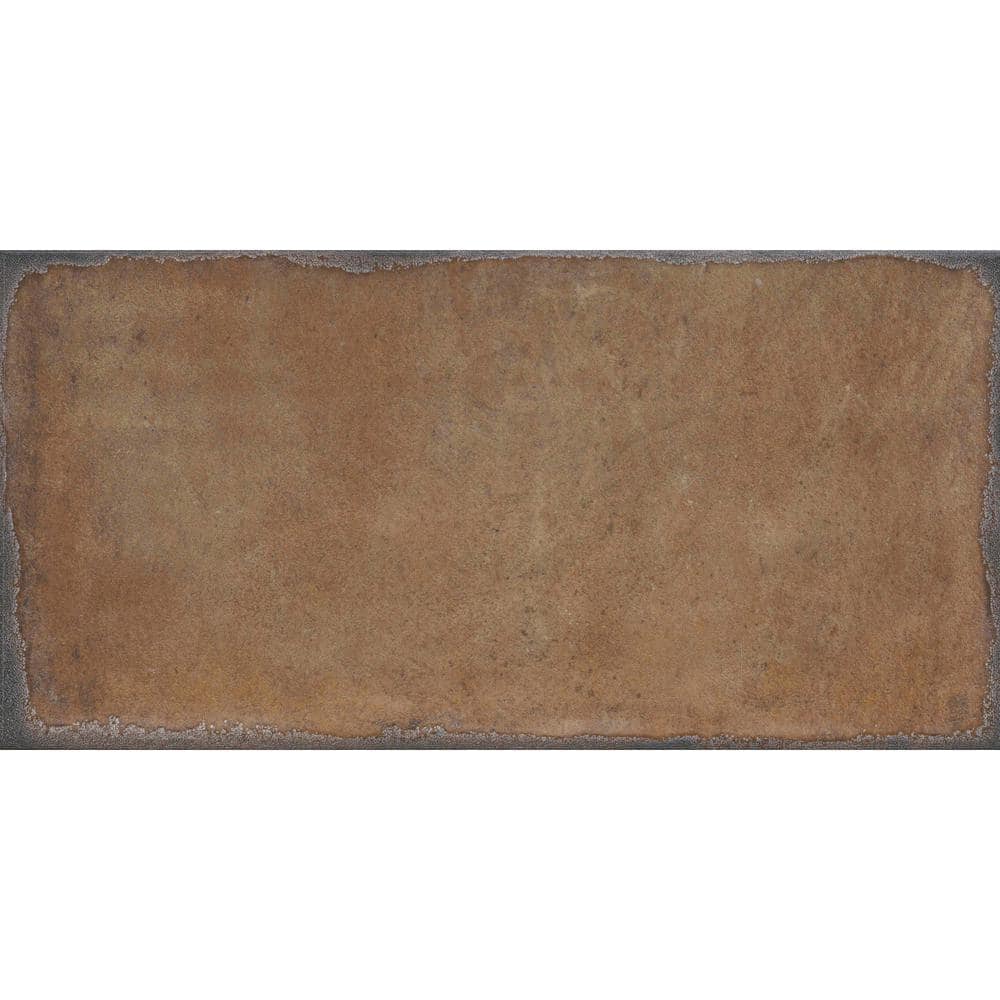 Exhale Marron 5.91 in. x 12.44 in. Glossy Porcelain Floor and Wall Tile (9.