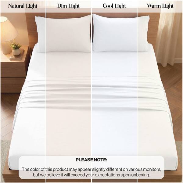 LDC LUX DECOR COLLECTION Lux Decor 4-Piece White Solid Color
