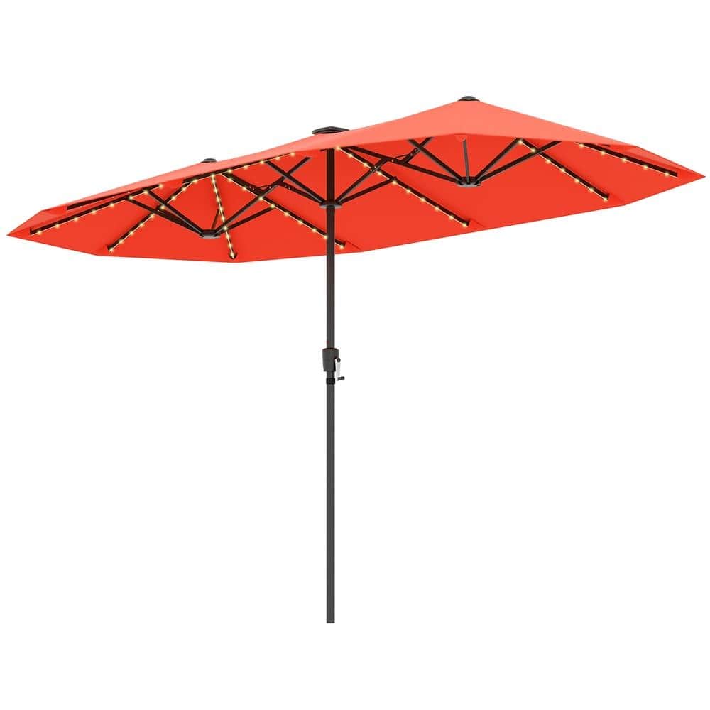 13 ft Large Patio Umbrella with Solar LED Lights and Crank Handle for Outdoor, Orange price history on PriceWatchPro