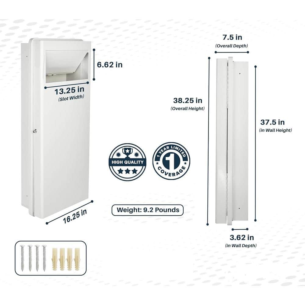 White Steel Built-In Wall Laundry Hamper