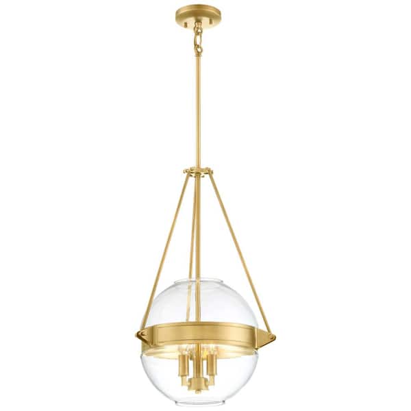 Minka Lavery Atrio Collection 3-Light Liberty Gold Finish Pendant 15.5 in. with Clear Glass
