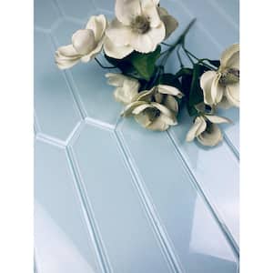 Frosted Elegance Glossy Blue Beveled Picket 3 in. x 12 in. Glass Peel and Stick Wall Tile (9.24 sq. ft./Case)